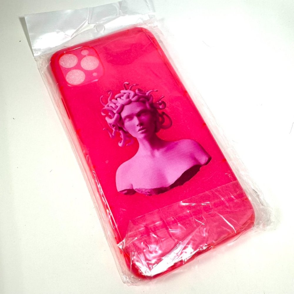 iPhone 11 pro max rubber medusa neon pink case cover NWT
